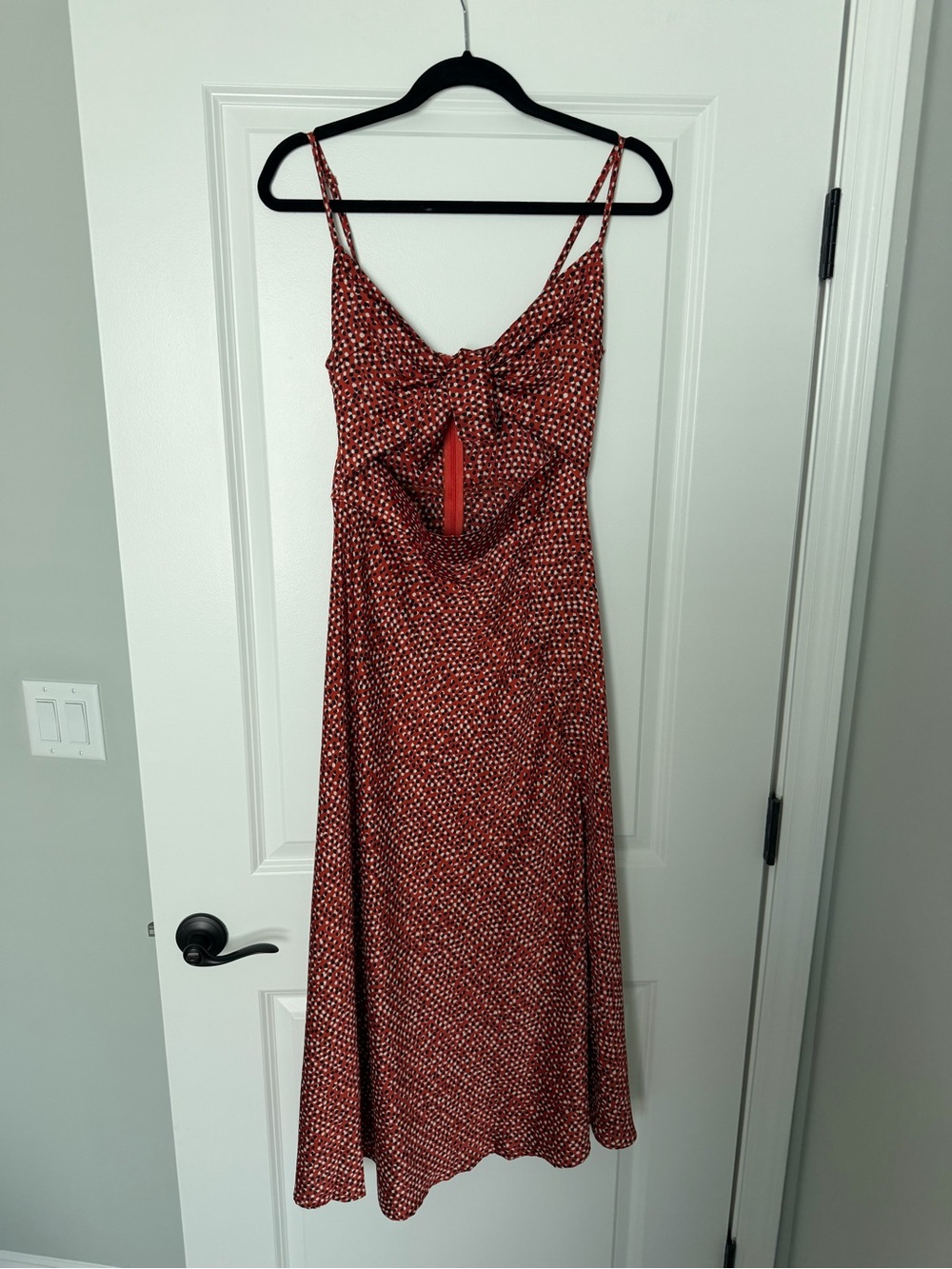 Petal & Pup Red Patterned Midi Dress with Front Knot